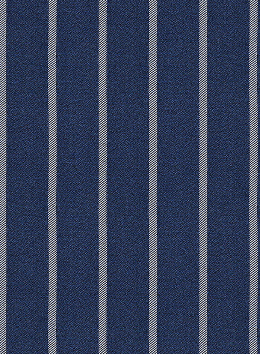 Napolean Zole Stripe Blue Wool Pants - StudioSuits