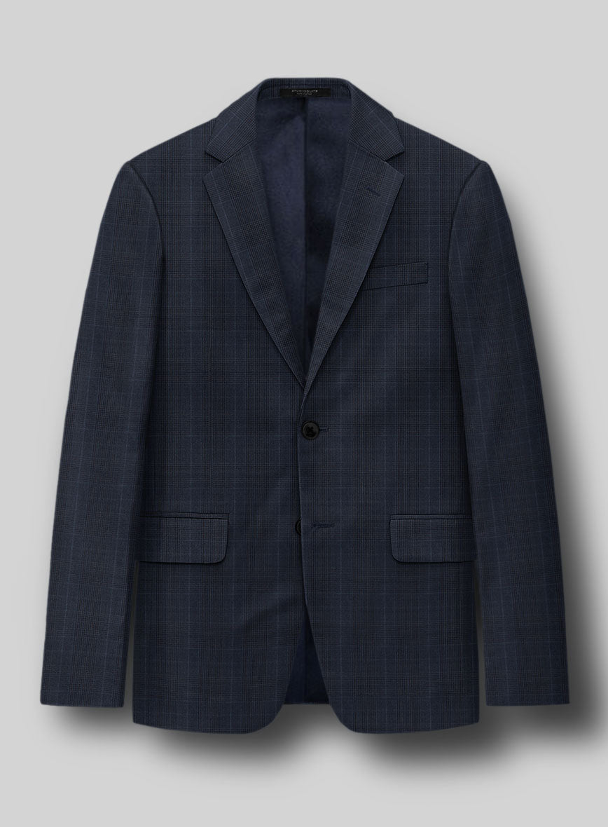 Napolean Canzo Glen Dark Blue Wool Jacket - StudioSuits