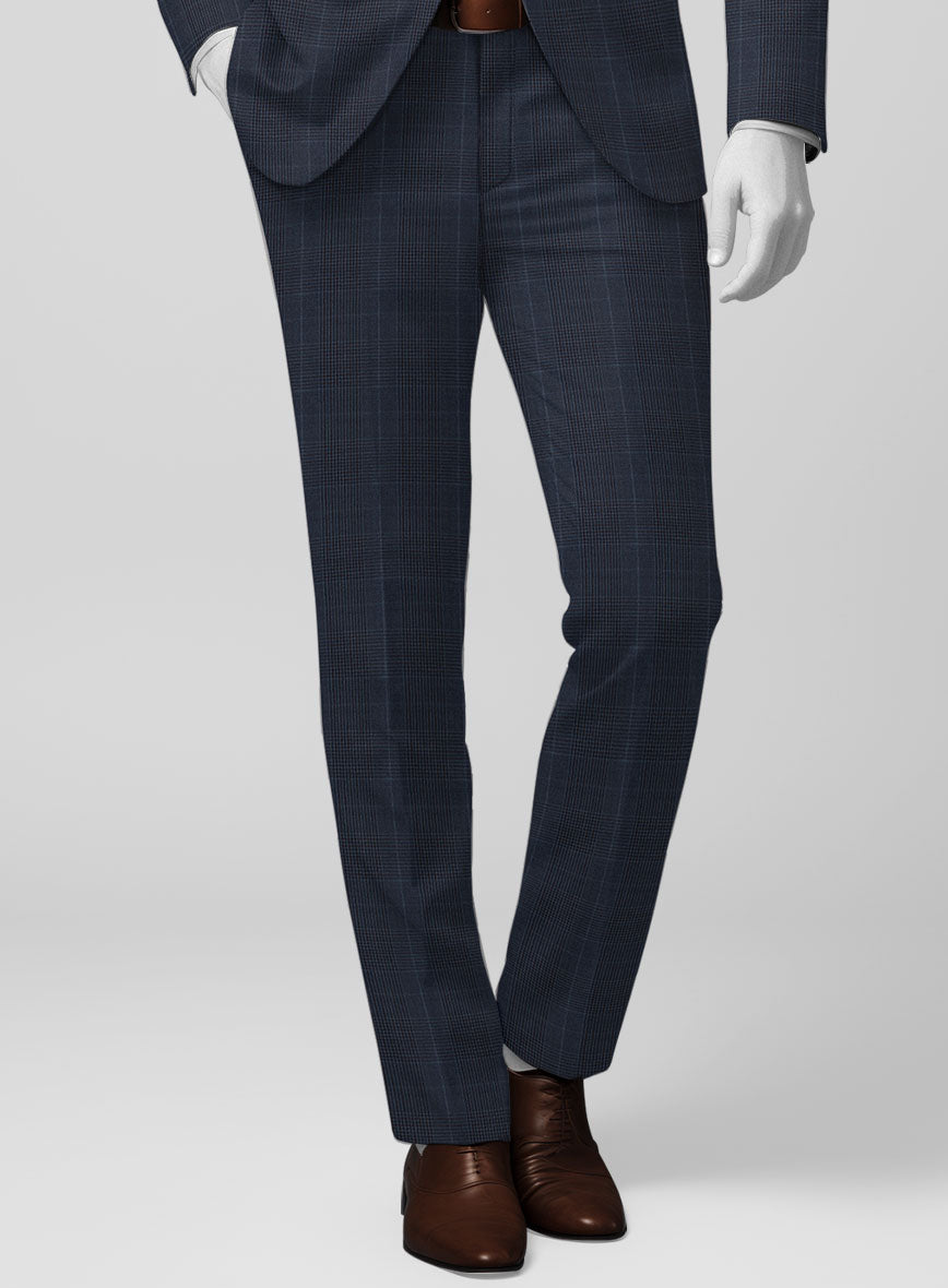 Napolean Canzo Glen Dark Blue Wool Pants - StudioSuits