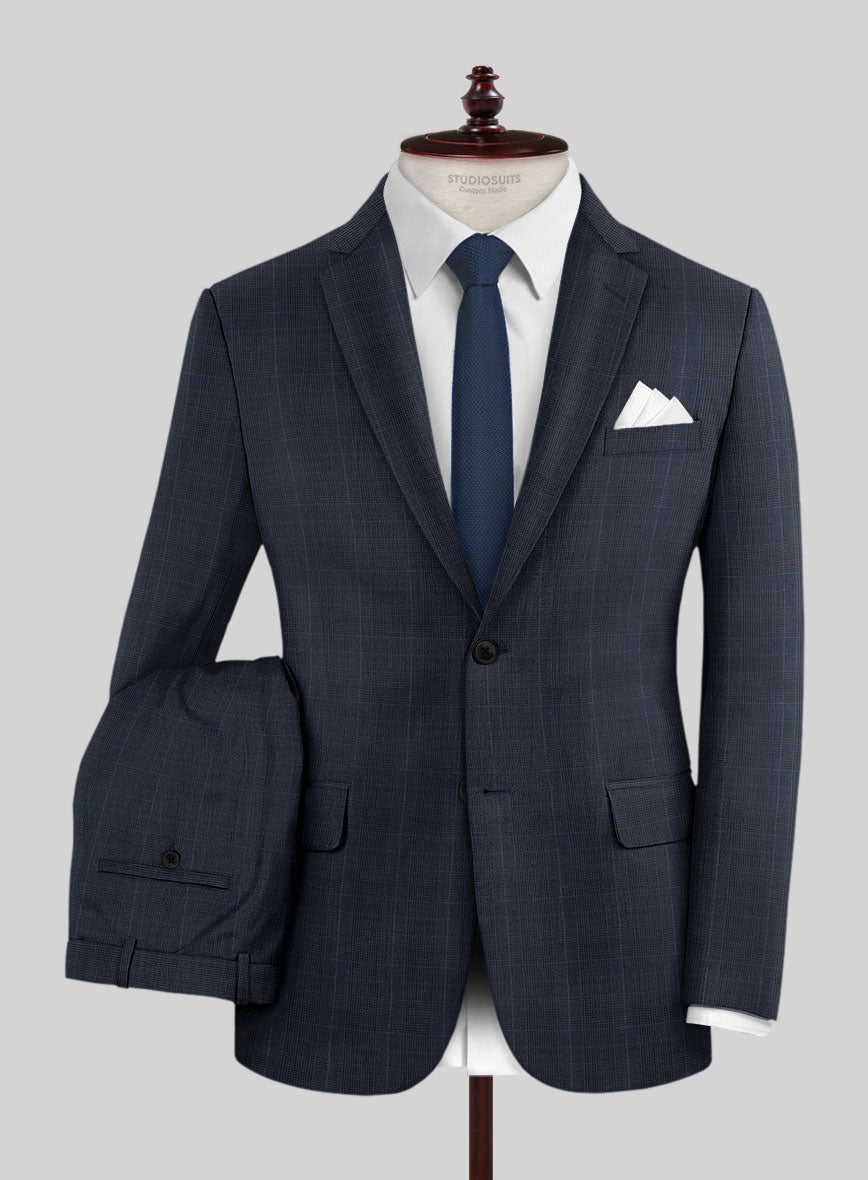 Napolean Canzo Glen Dark Blue Wool Suit - StudioSuits