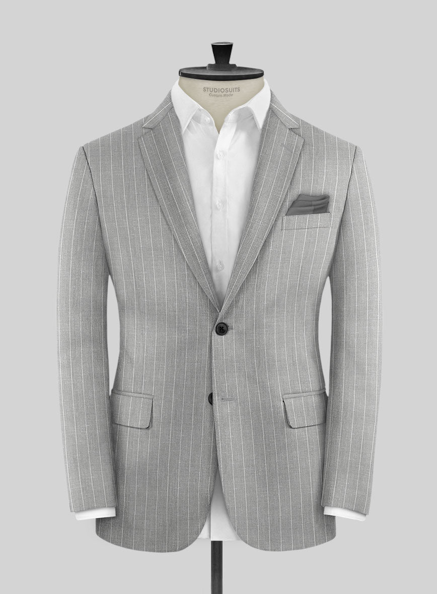 Napolean Genova Stripe Gray Wool Jacket - StudioSuits