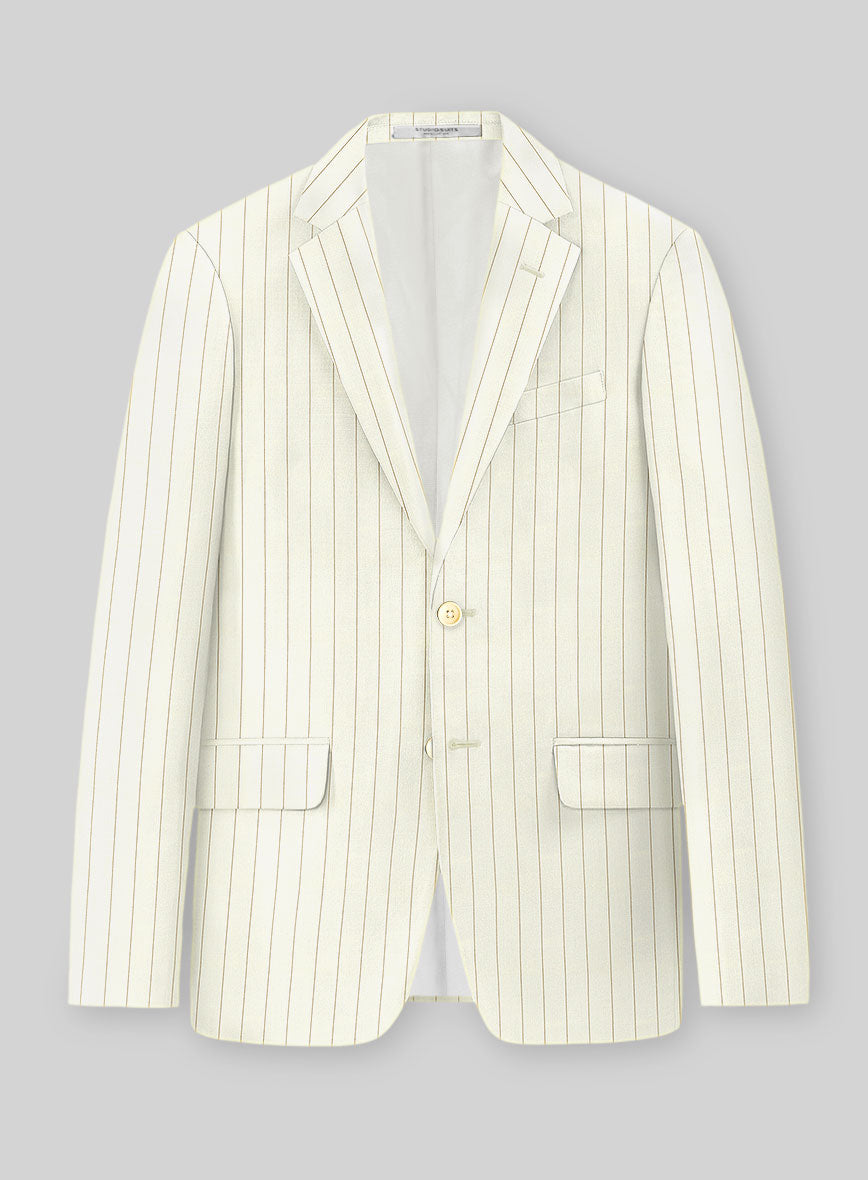 Napolean Tullio Stripe Ivory Wool Jacket - StudioSuits