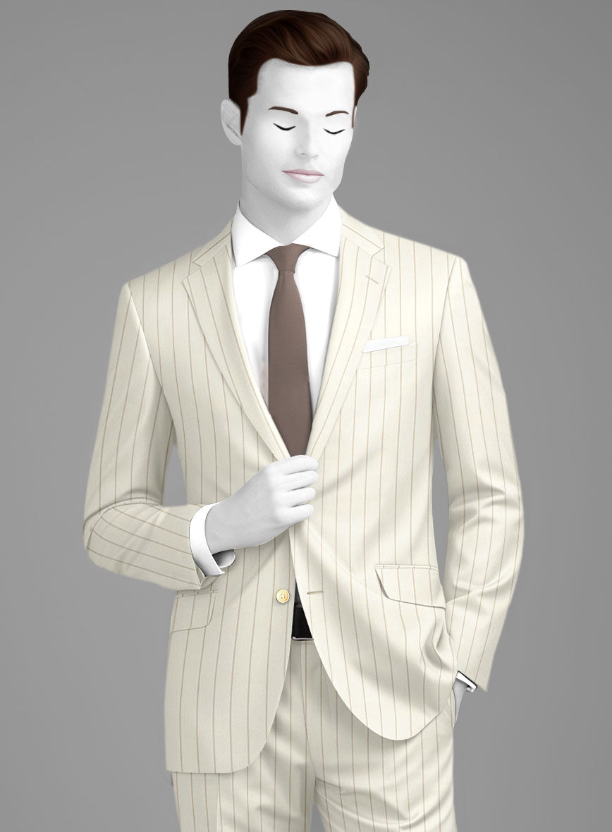 Napolean Tullio Stripe Ivory Wool Jacket - StudioSuits