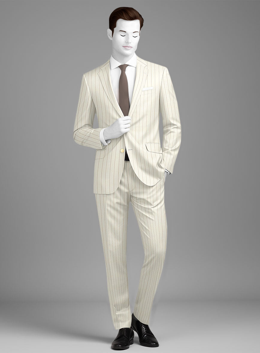 Napolean Tullio Stripe Ivory Wool Suit - StudioSuits