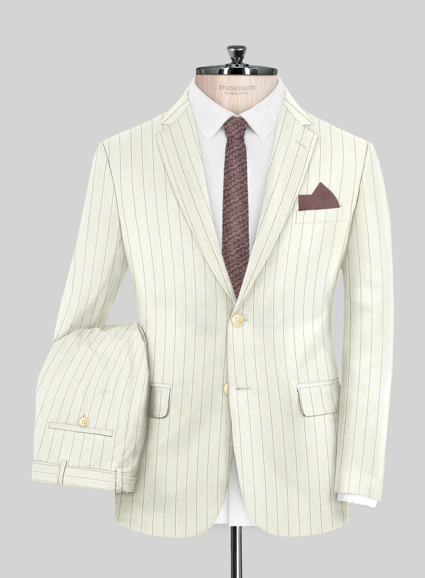 Napolean Tullio Stripe Ivory Wool Suit - StudioSuits