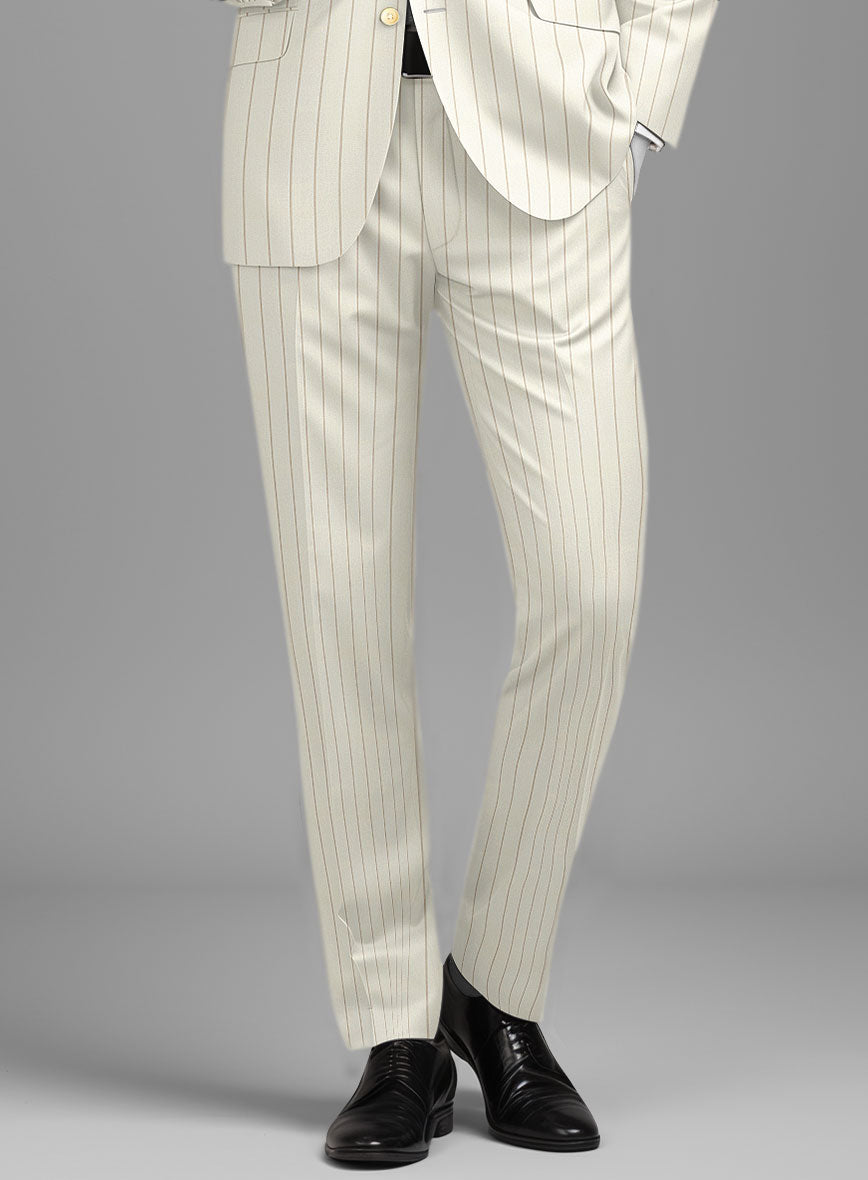 Napolean Tullio Stripe Ivory Wool Suit - StudioSuits