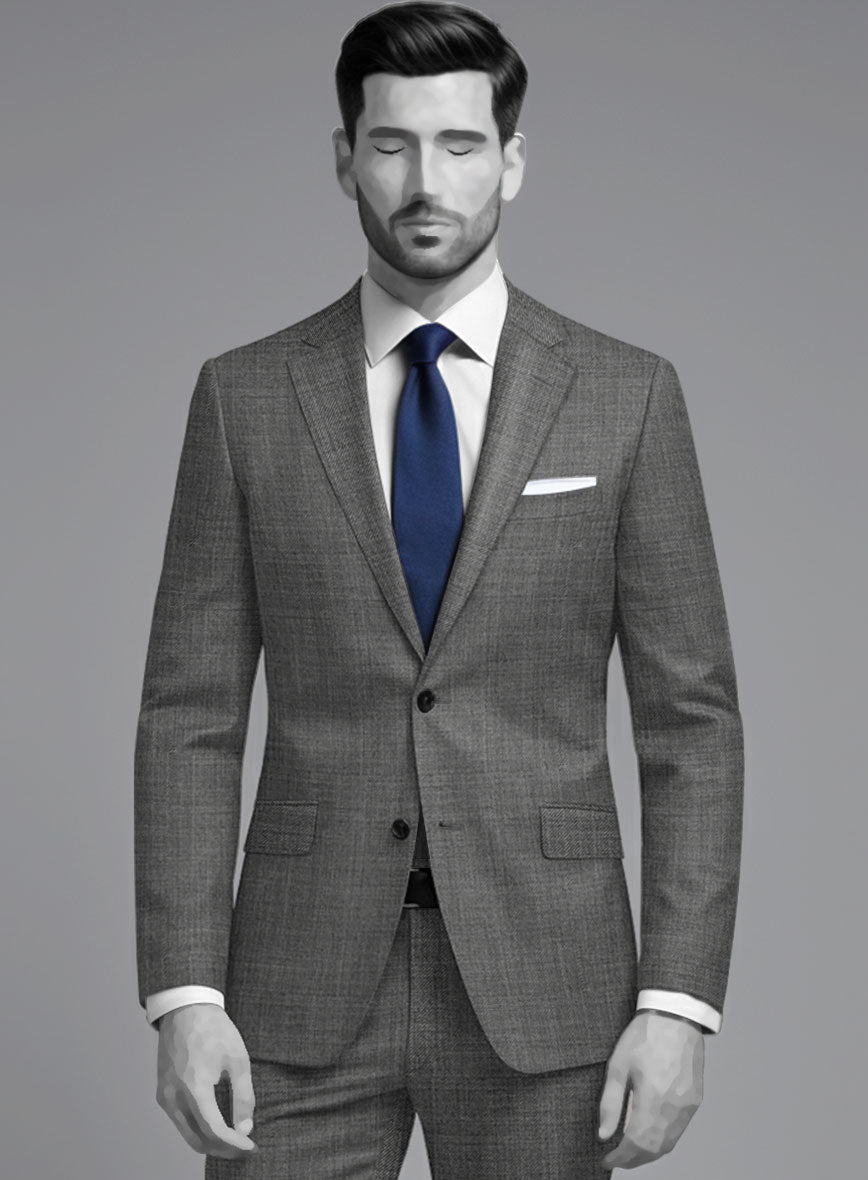 Napolean Sharkskin Gray Wool Suit - StudioSuits