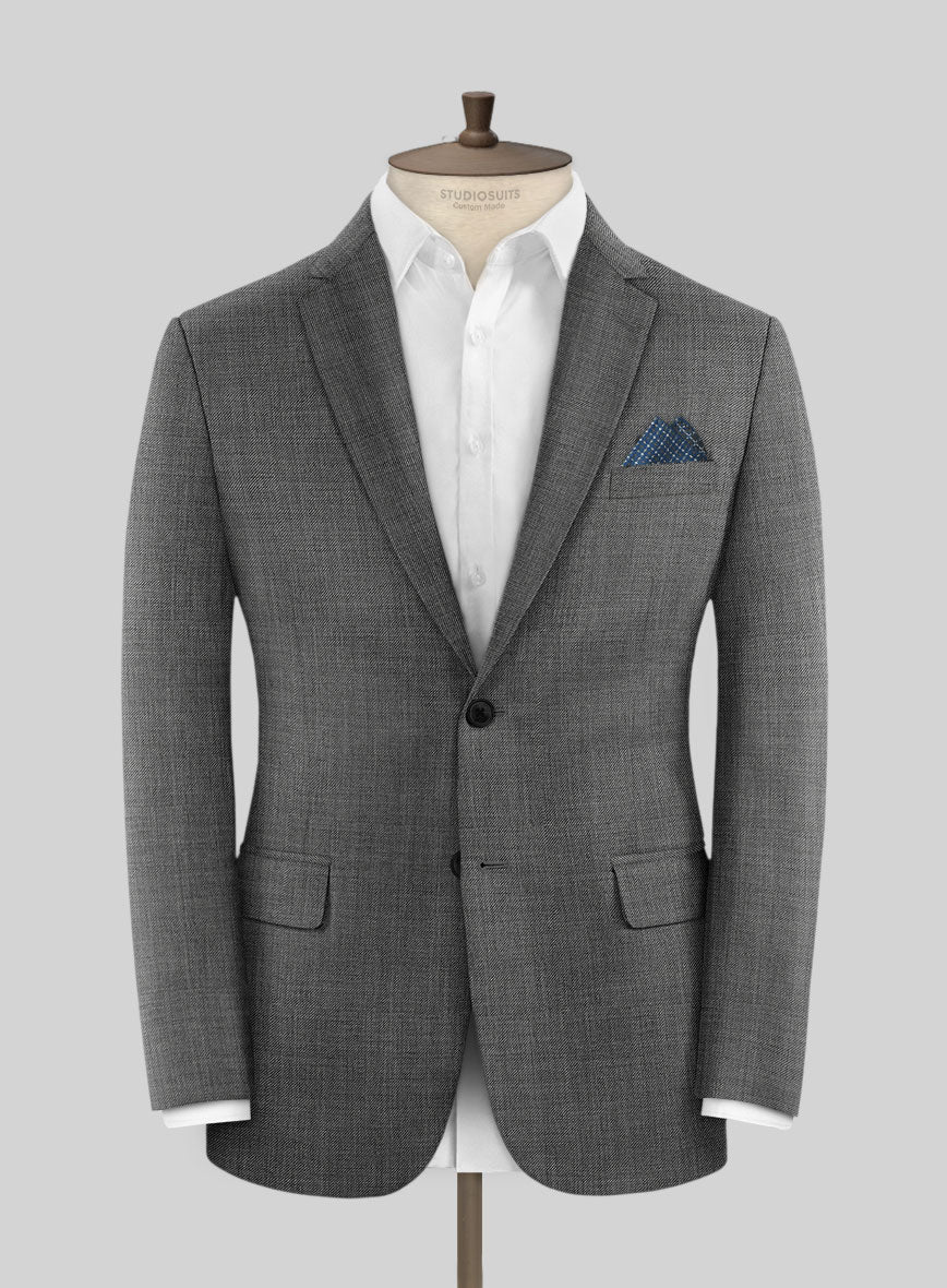 Napolean Sharkskin Gray Wool Suit - StudioSuits