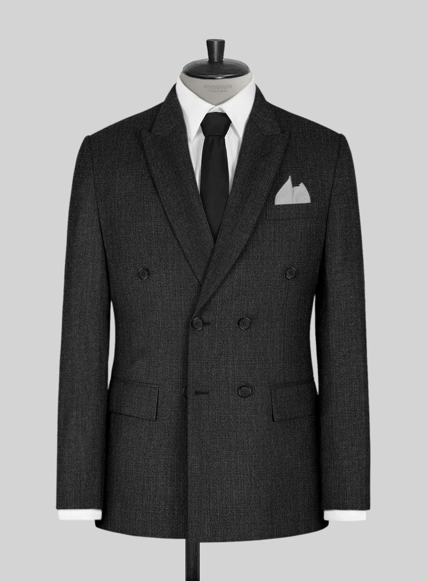 Napolean Sharkskin Charcoal Wool Jacket - StudioSuits