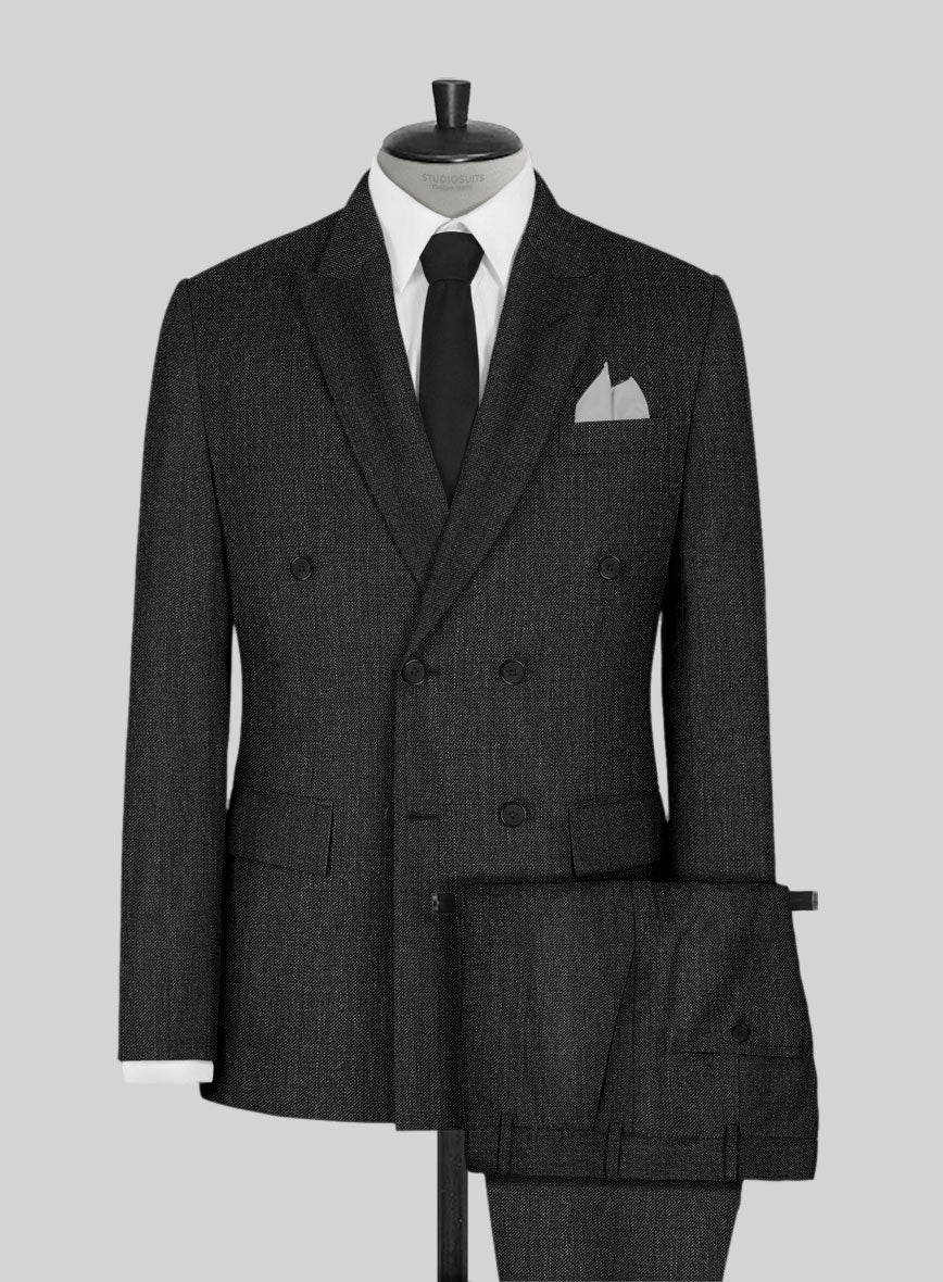 Napolean Sharkskin Charcoal Wool Suit - StudioSuits