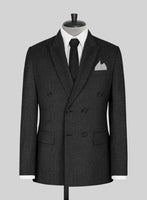 Napolean Sharkskin Charcoal Wool Suit - StudioSuits