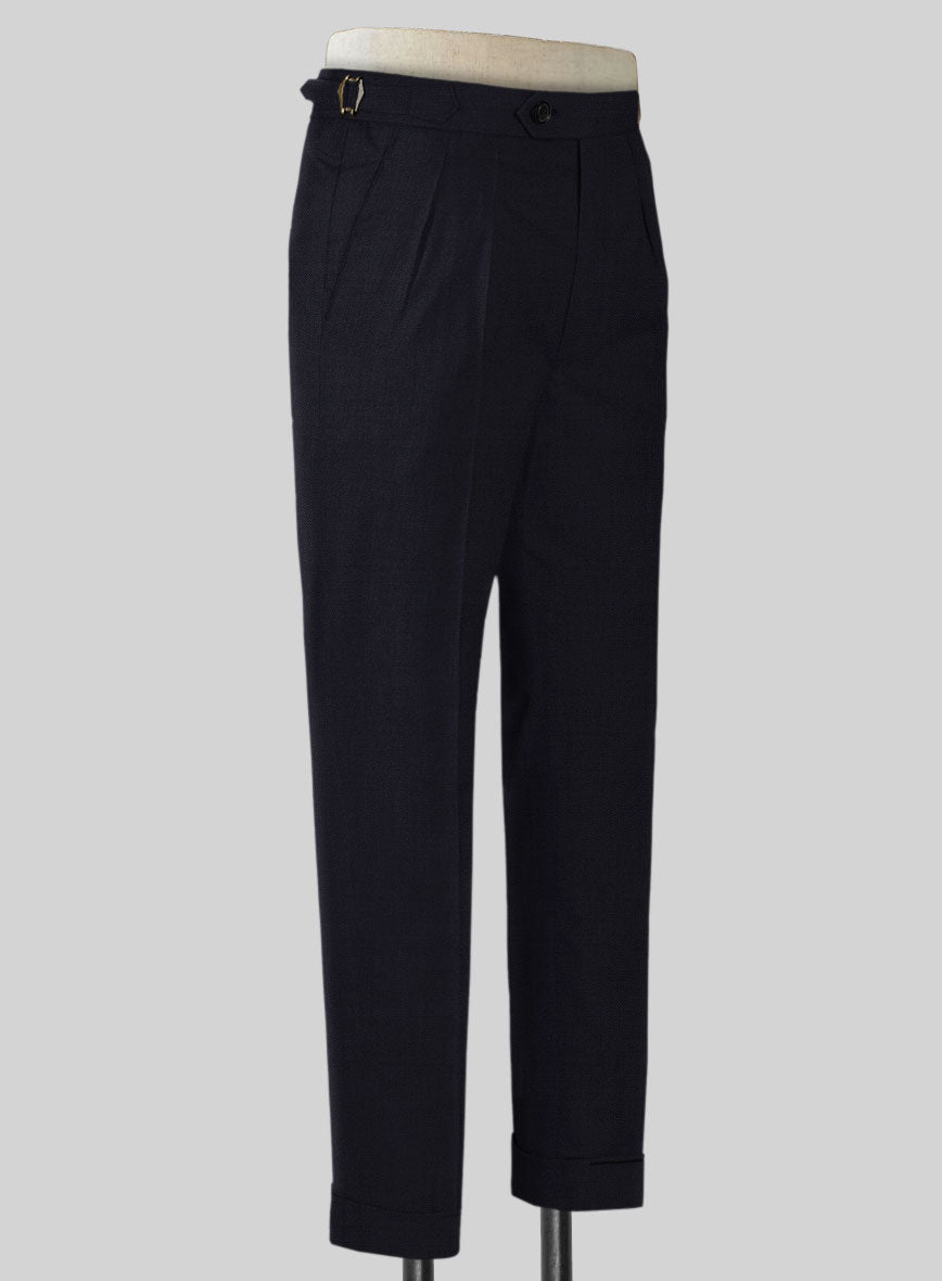 Napolean Stretch Navy Blue Highland Wool Trousers - StudioSuits