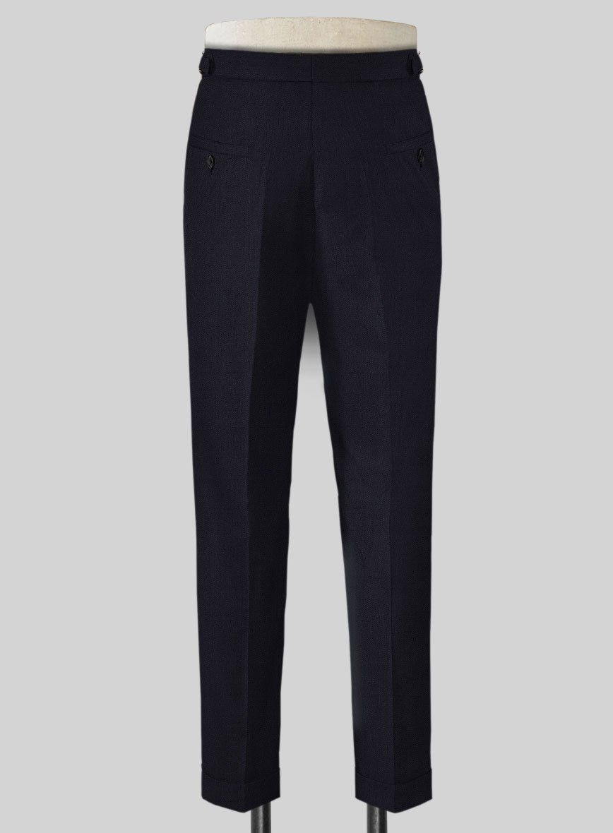 Napolean Stretch Navy Blue Highland Wool Trousers - StudioSuits