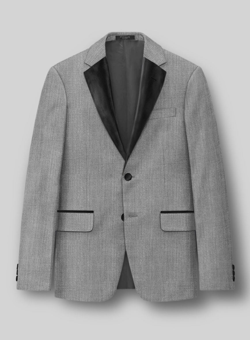 Napolean Stretch Gray Wool Tuxedo Jacket - StudioSuits