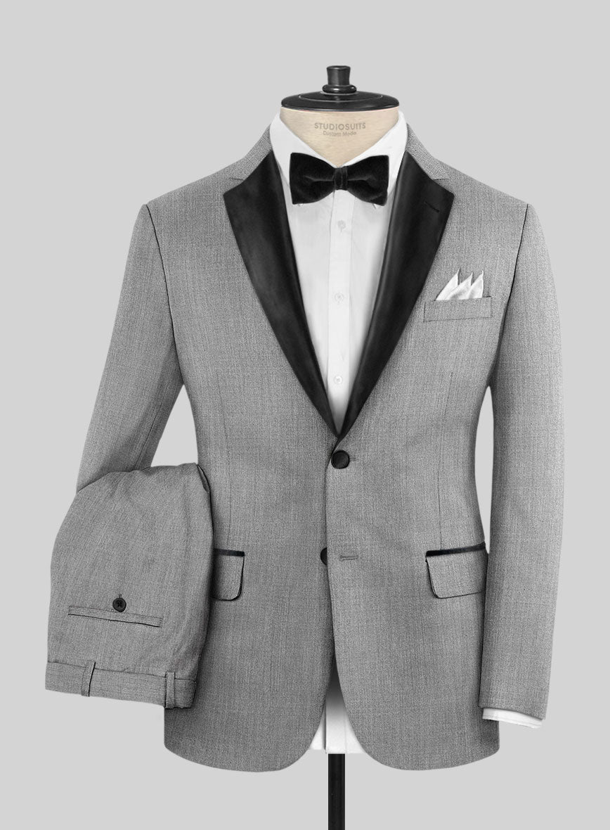 Napolean Stretch Gray Wool Tuxedo Suit - StudioSuits