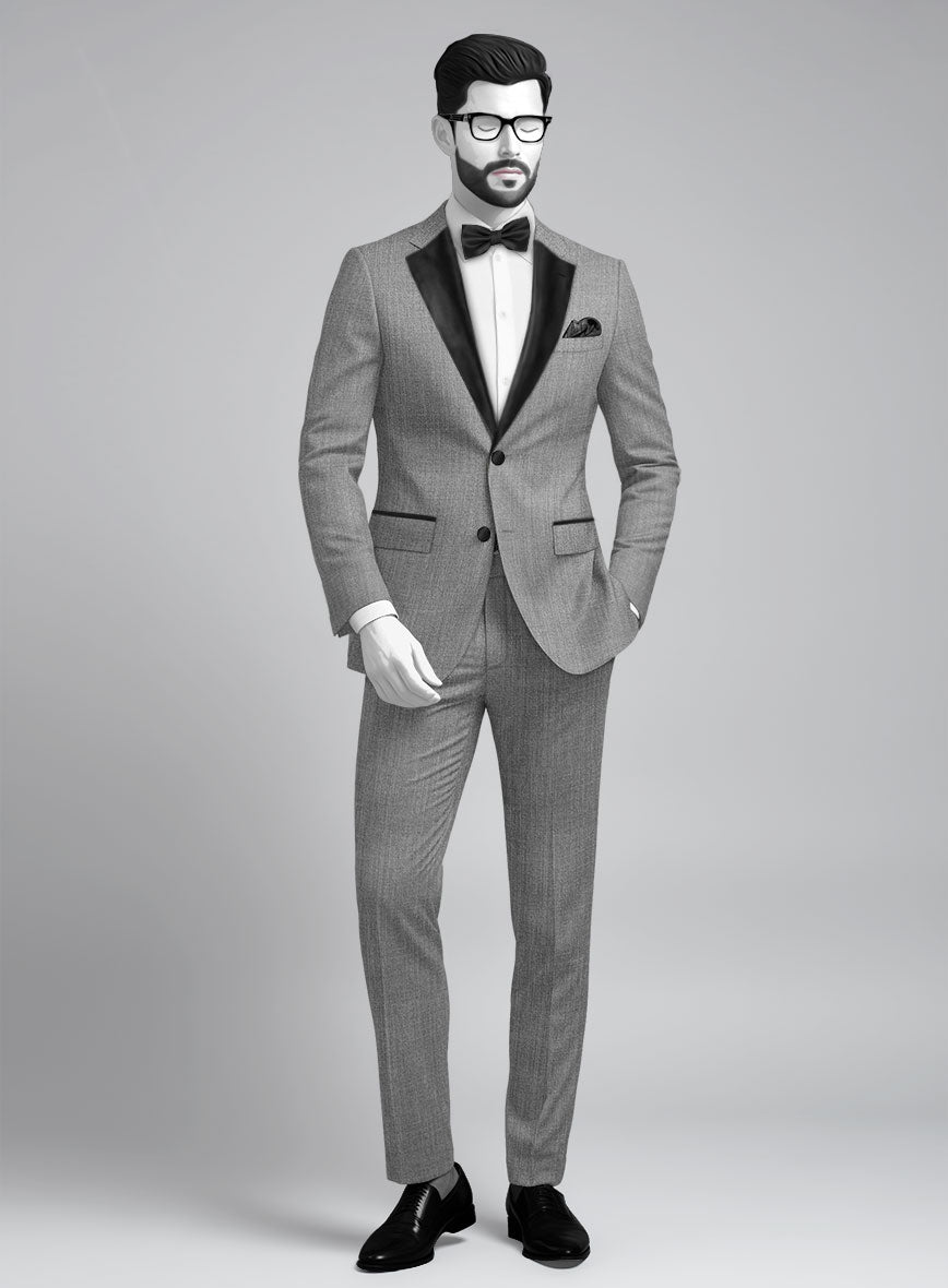 Napolean Stretch Gray Wool Tuxedo Suit - StudioSuits