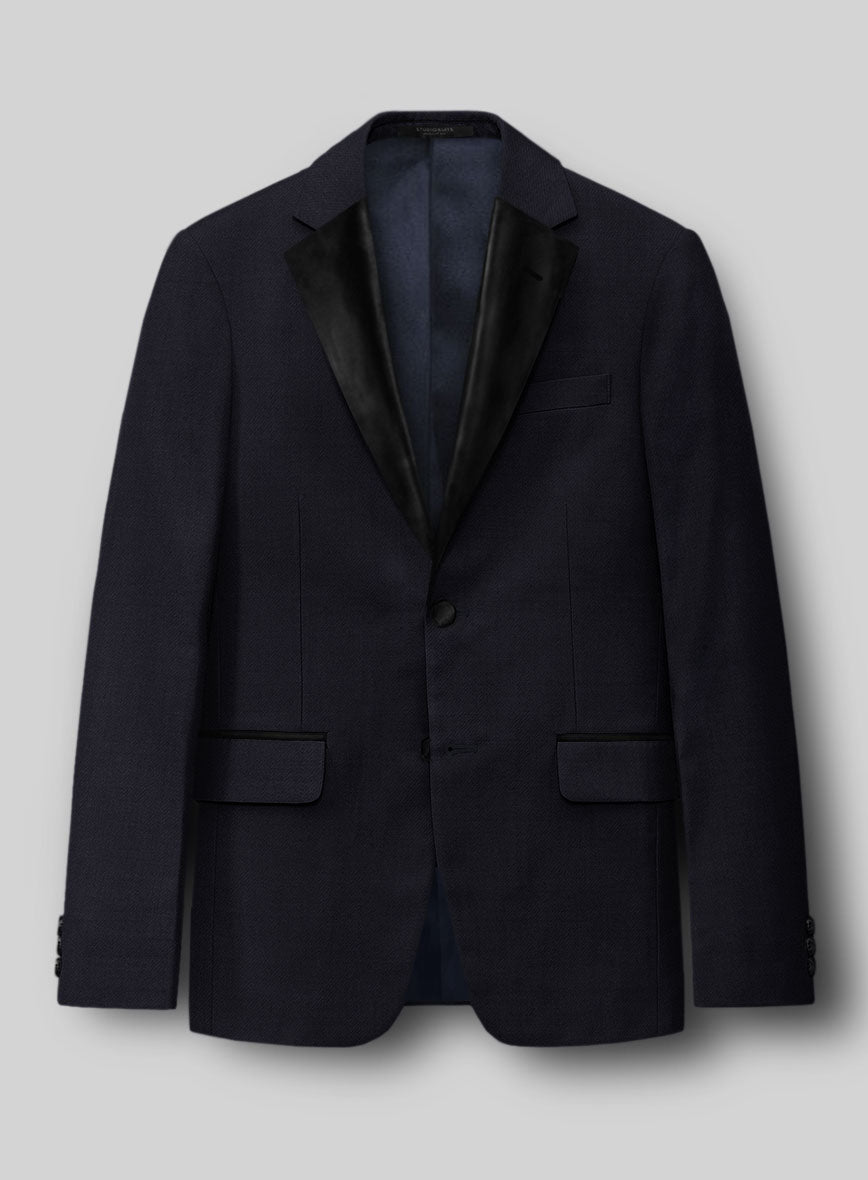 Napolean Stretch Navy Blue Wool Tuxedo Jacket - StudioSuits