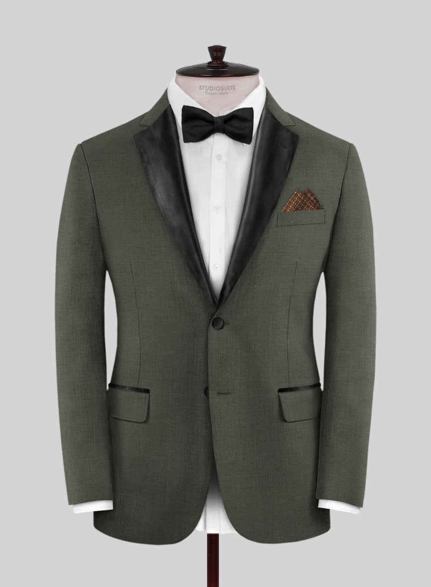 Napolean Stretch Wool Green StudioSuits Tuxedo Suit – Olive