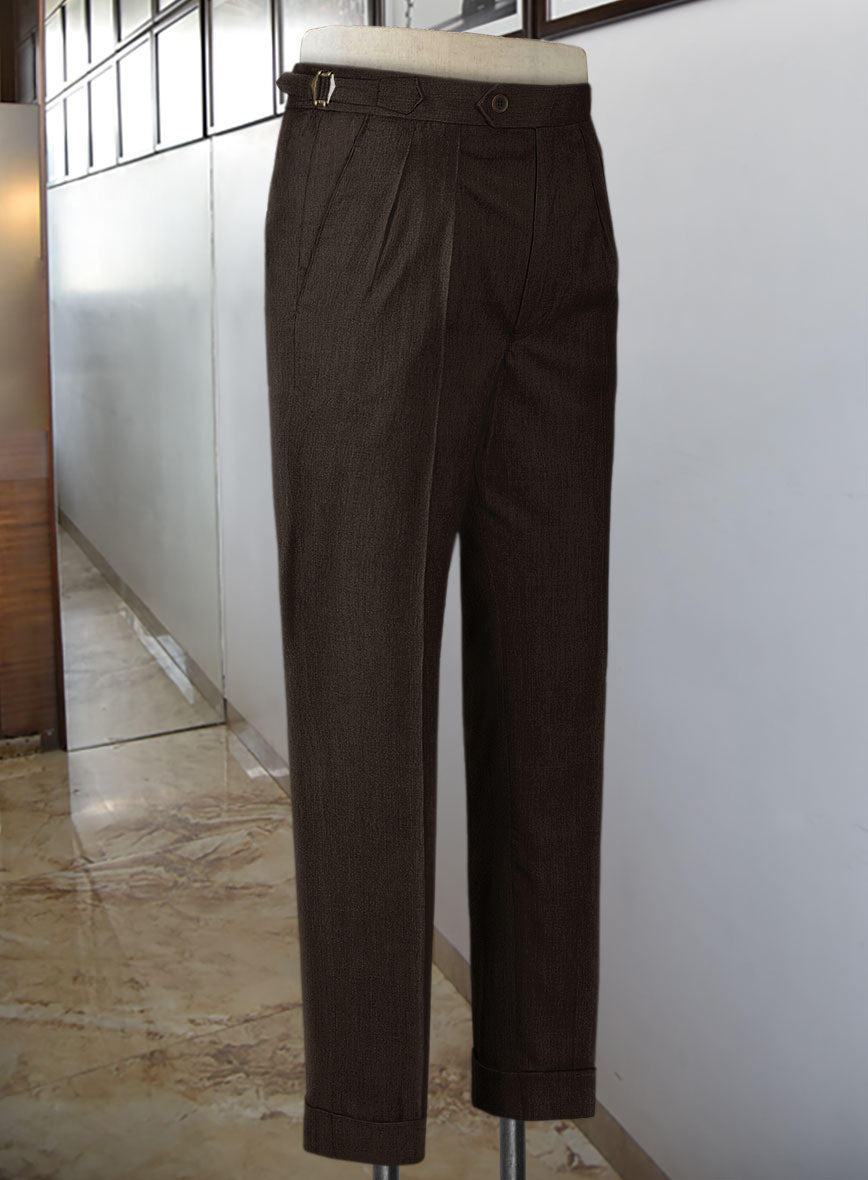 Napolean Stretch Dark Brown Highland Wool Trouser - StudioSuits