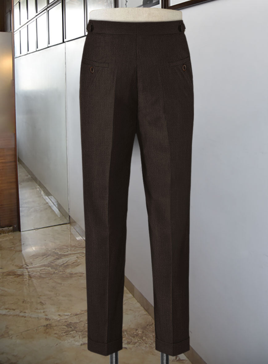 Napolean Stretch Dark Brown Highland Wool Trouser - StudioSuits