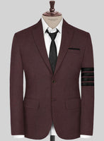 Napolean Wine Wool Black Bar Jacket - StudioSuits