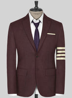 Napolean Wine Wool Ivory Bar Jacket - StudioSuits