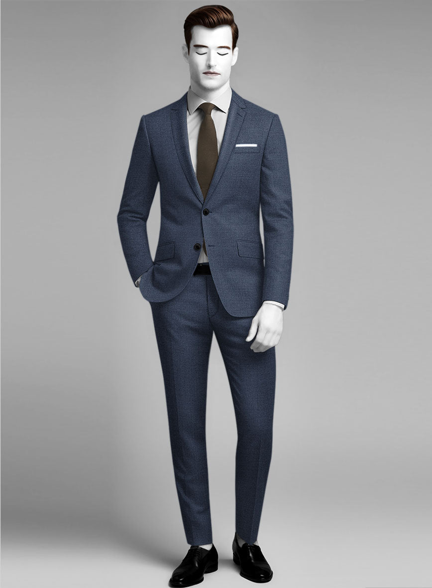 Napolean Slate Blue Wool Suit - StudioSuits