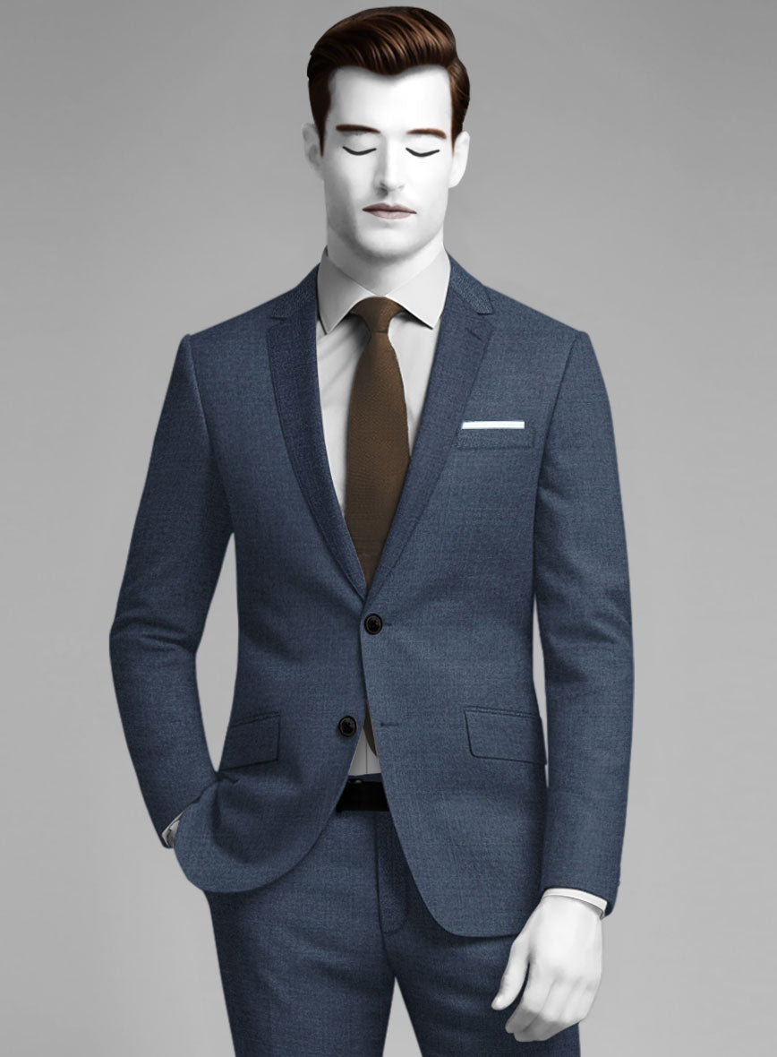 Napolean Slate Blue Wool Suit - StudioSuits