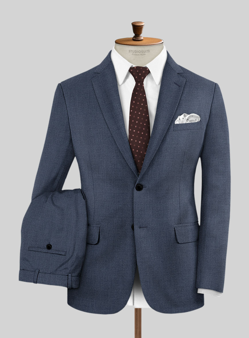 Napolean Slate Blue Wool Suit - StudioSuits