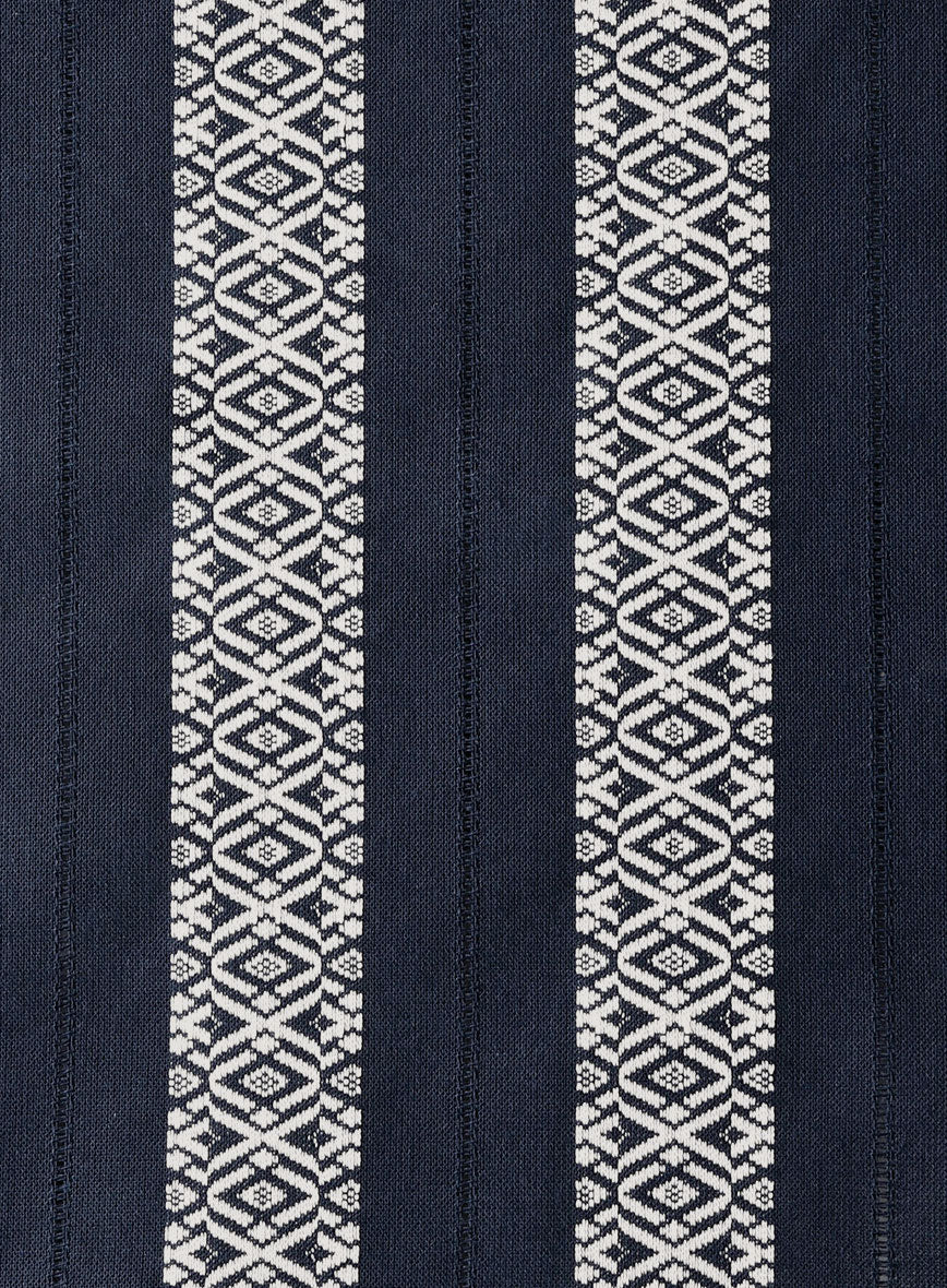 Navy Tribal Stripe Cotton Shirt - StudioSuits