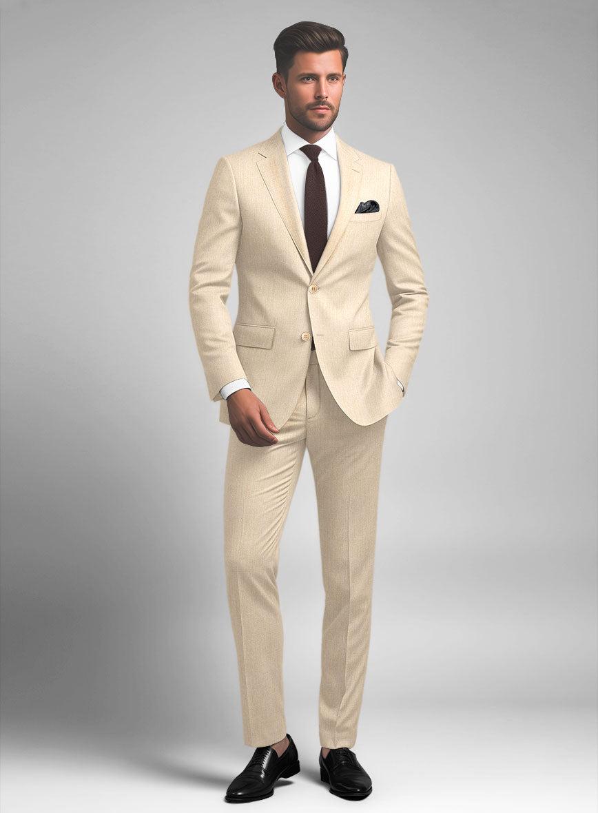 Noble Beige Wool Silk Linen Suit - StudioSuits