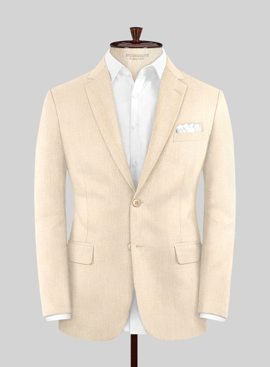 Noble Beige Wool Silk Linen Suit - StudioSuits