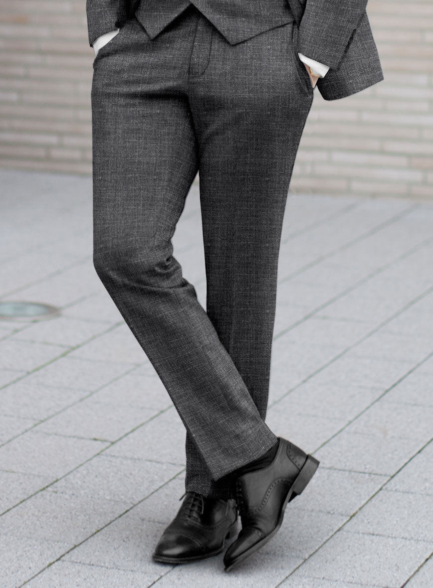 Noble Blue Gray Wool Silk Linen Pants - StudioSuits