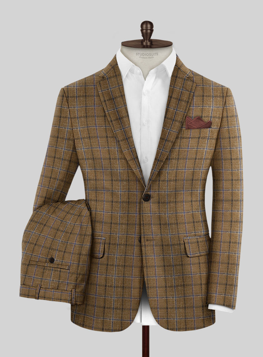 Noble Giancarlo Brown Wool Silk Linen Suit - StudioSuits