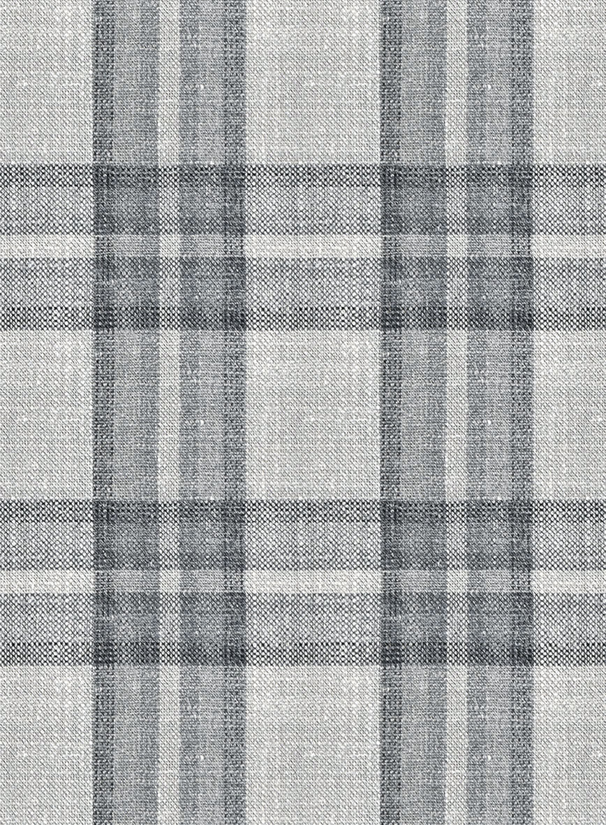 Noble Gray Check Wool Silk Linen Jacket - StudioSuits