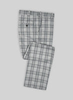 Noble Gray Check Wool Silk Linen Pants - StudioSuits