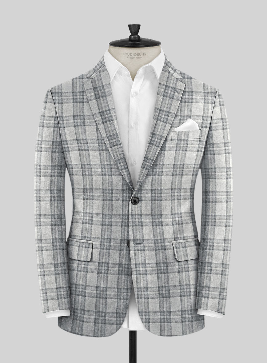 Noble Gray Check Wool Silk Linen Suit - StudioSuits