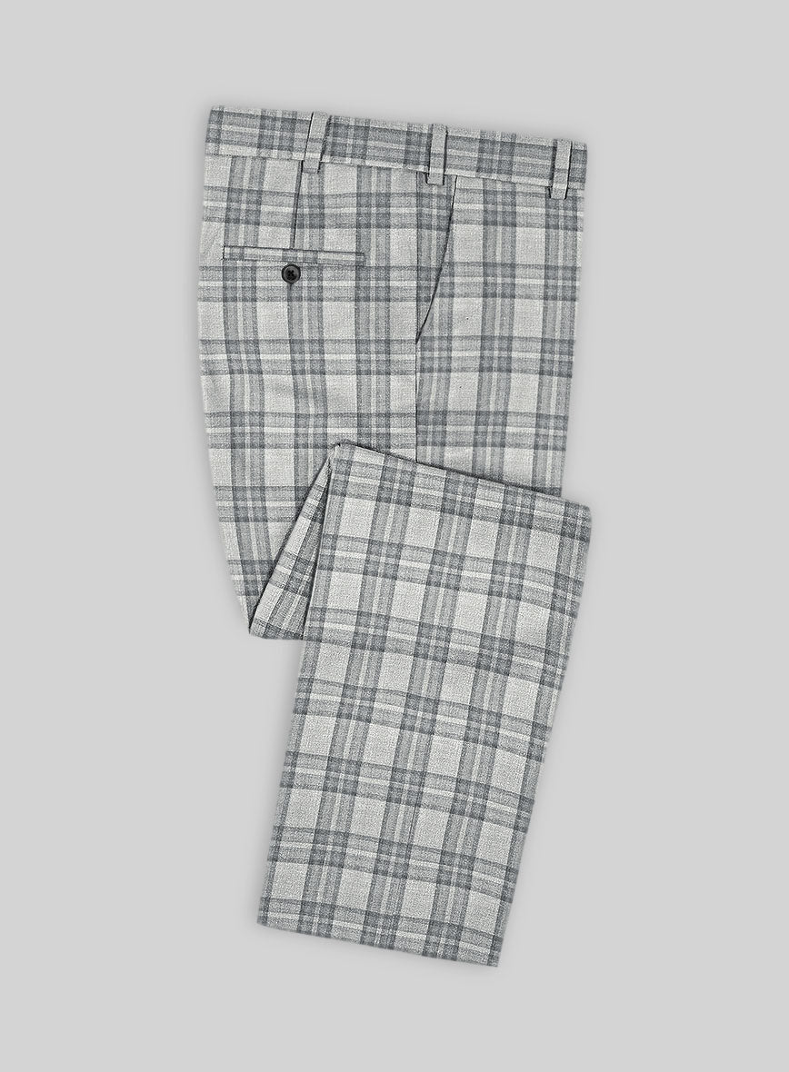 Noble Gray Check Wool Silk Linen Suit - StudioSuits