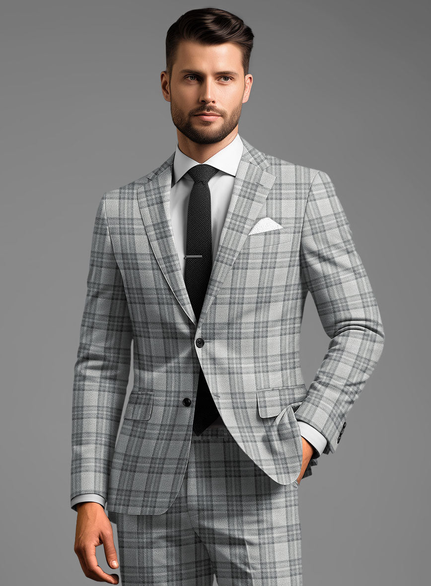 Noble Gray Check Wool Silk Linen Suit - StudioSuits