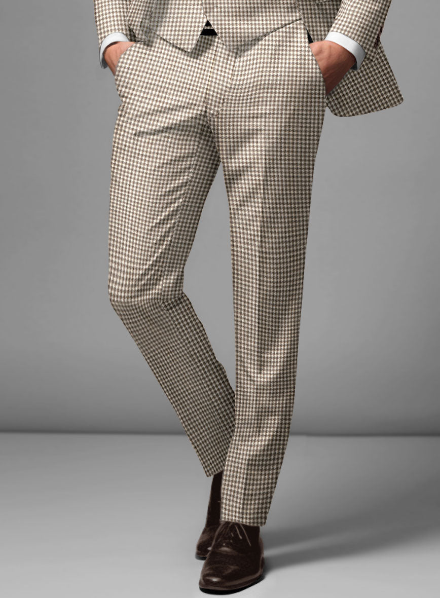 Noble Jaime Houndstooth Wool Silk Linen Pants - StudioSuits