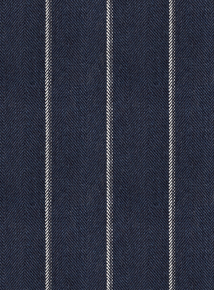 Noble Loredana Blue Stripe Cotton Silk Linen Suit - StudioSuits