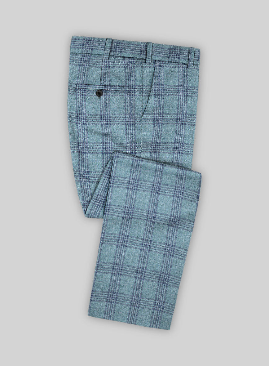 Noble Manuelita Blue Wool Silk Linen Pants – StudioSuits