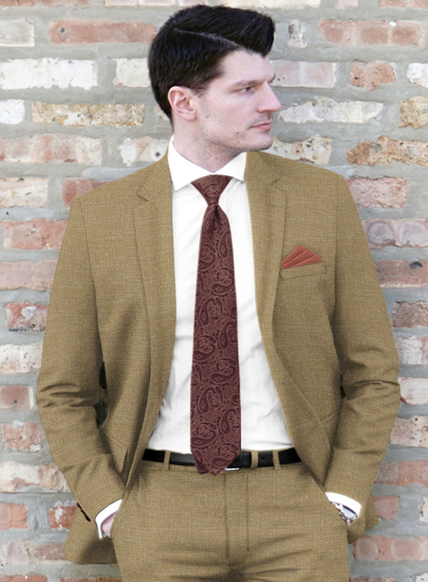 Noble Maple Khaki Wool Silk Linen Suit - StudioSuits