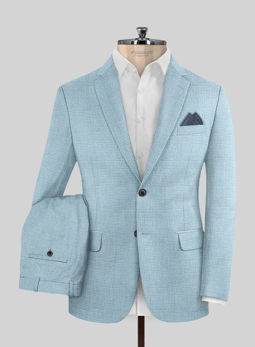 Noble Martina Blue Wool Silk Linen Suit - StudioSuits