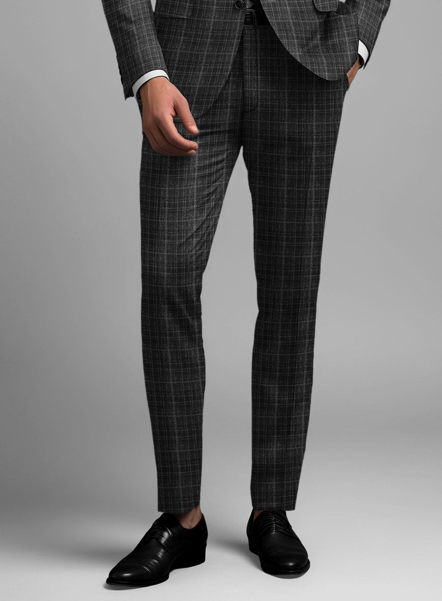 Noble Nicolas Black Wool Silk Linen Pants - StudioSuits