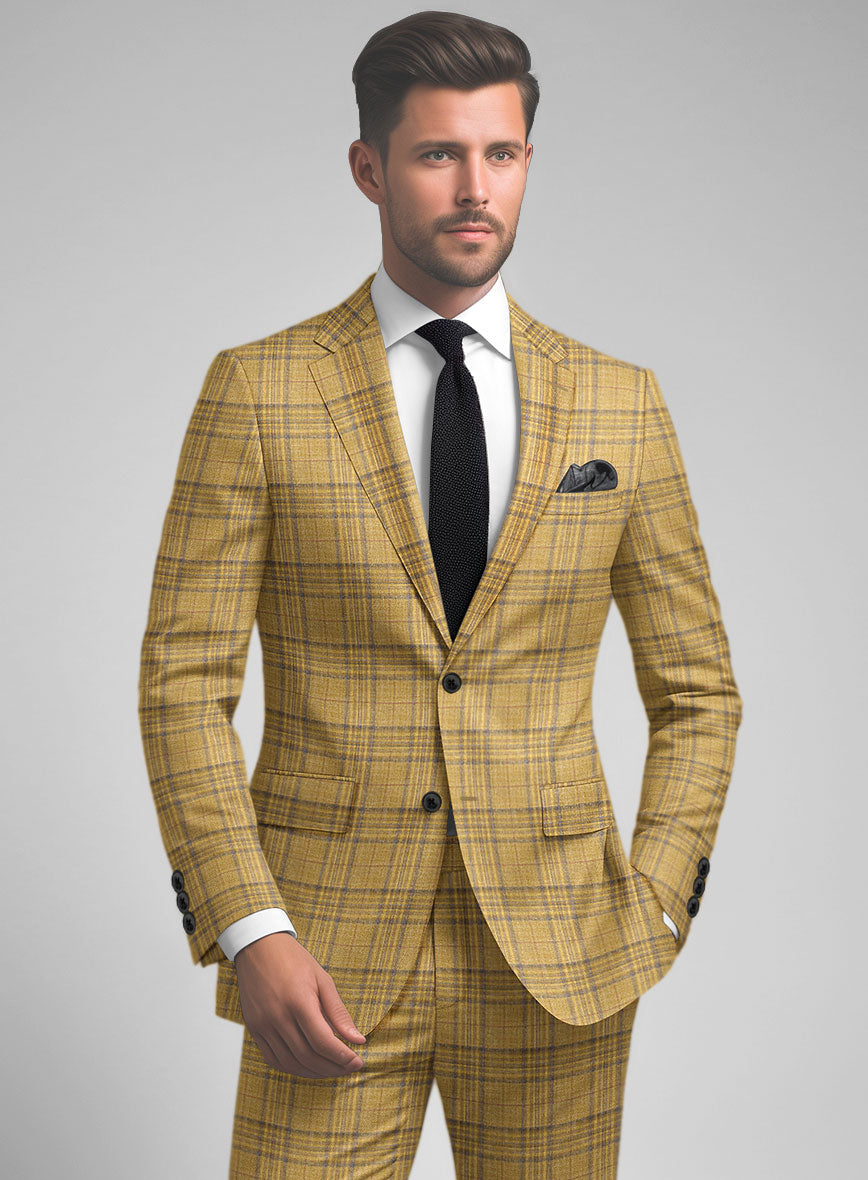 Noble Ochre Check Wool Silk Linen Suit – StudioSuits