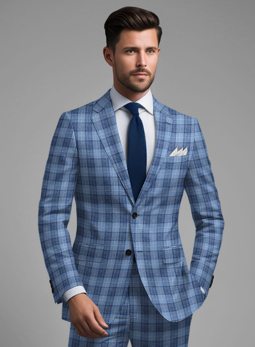 Noble Pilar Blue Wool Silk Linen Jacket – StudioSuits
