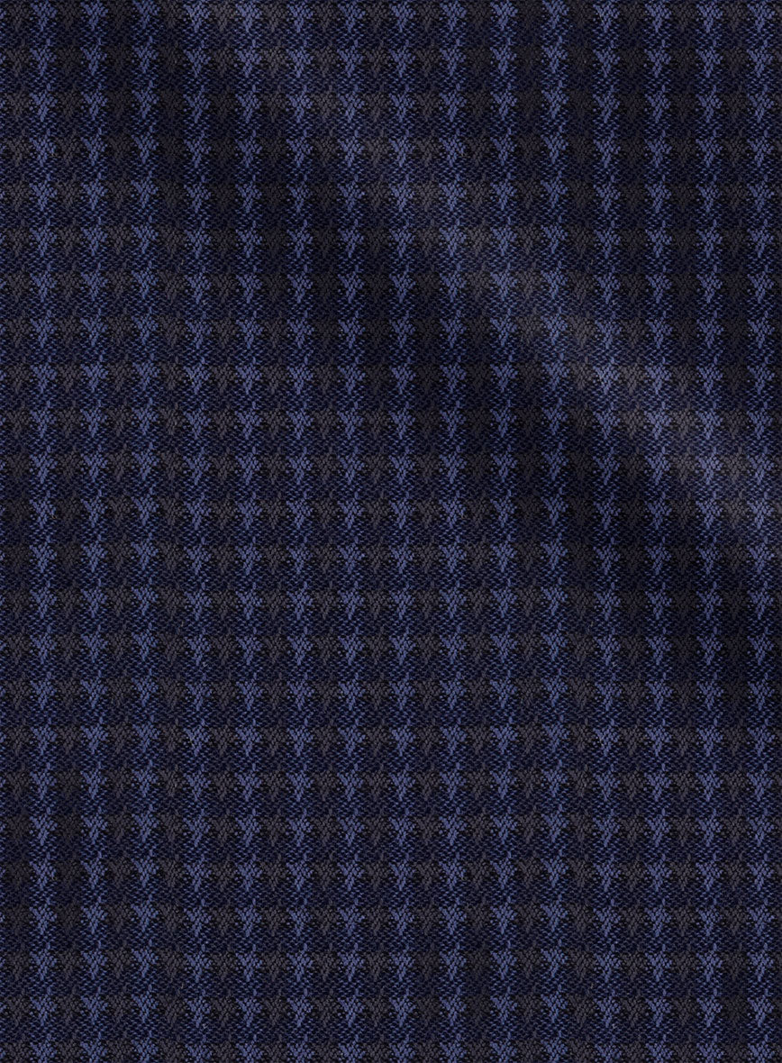 Noble Silk Navy Blue Houndstooth Jacket - StudioSuits