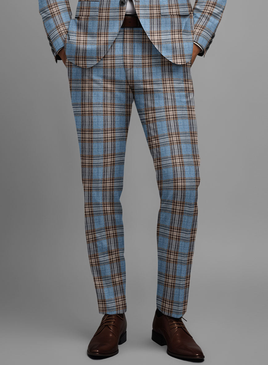 Noble Veron Tartan Wool Silk Linen Pants - StudioSuits