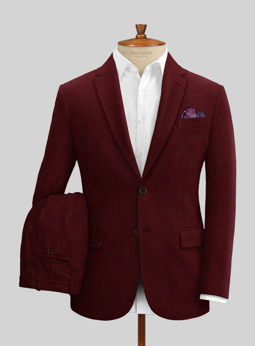 Naples Dark Scarlet Tweed Suit - StudioSuits